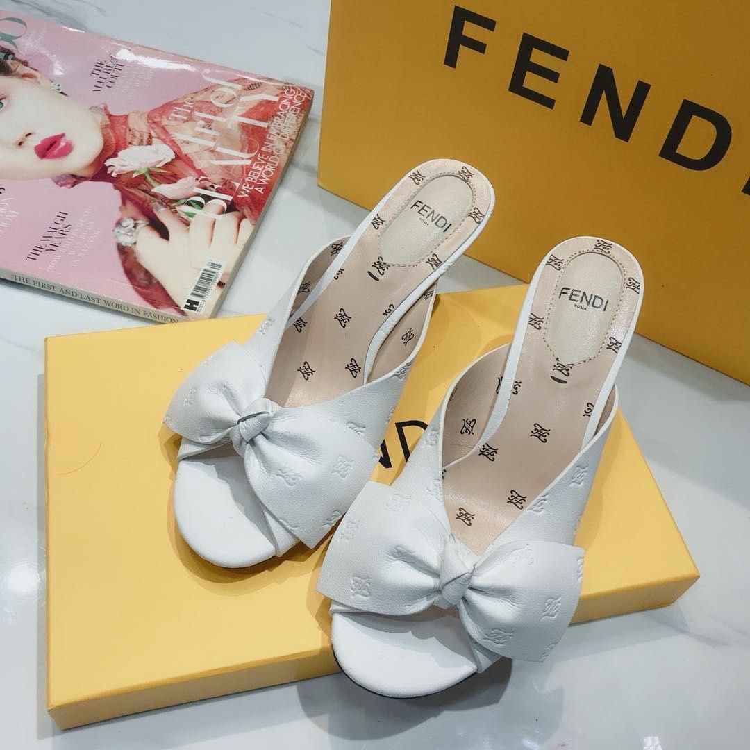 Fen Slippers Heels White