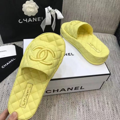 CHL  Slippers Flat Yellow Wedge