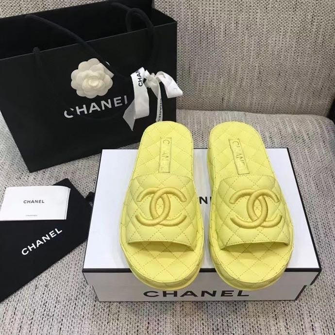 CHL  Slippers Flat Yellow Wedge