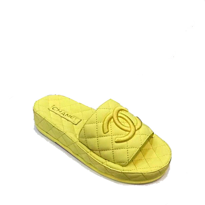 CHL  Slippers Flat Yellow Wedge