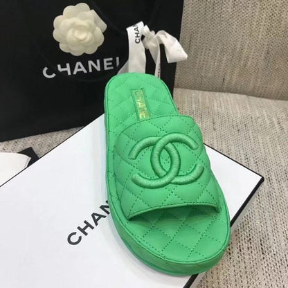 CHL  Slippers Flat Green Wedge