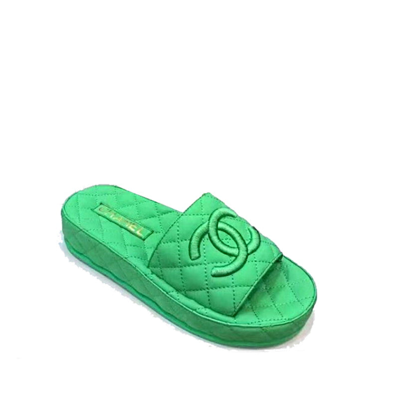 CHL  Slippers Flat Green Wedge