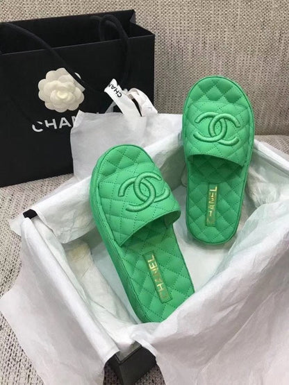 CHL  Slippers Flat Green Wedge