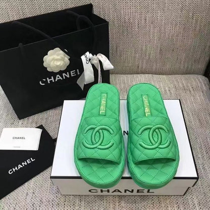 CHL  Slippers Flat Green Wedge