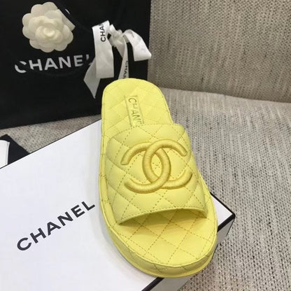 CHL  Slippers Flat Yellow Wedge