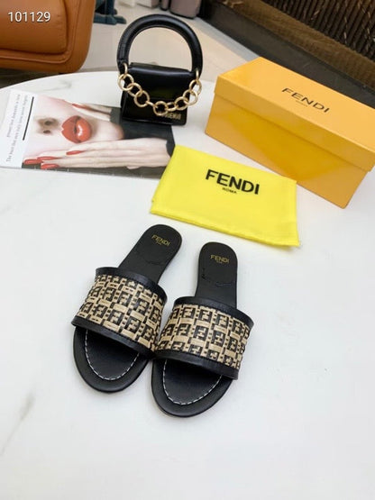 FEN Slippers Flat Brown and Black