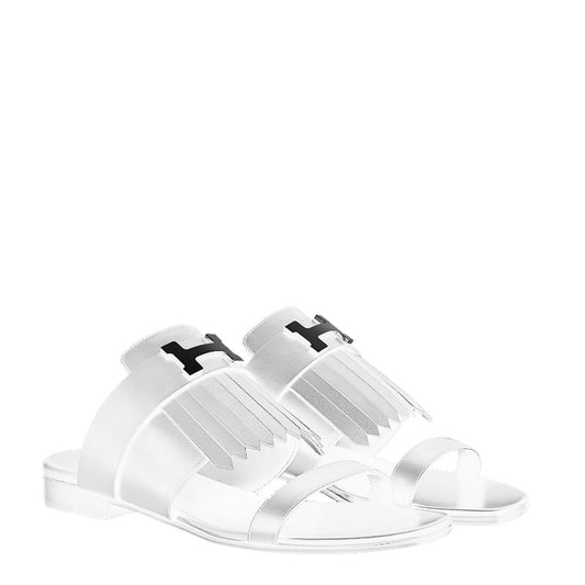 HRM Slippers White Flat