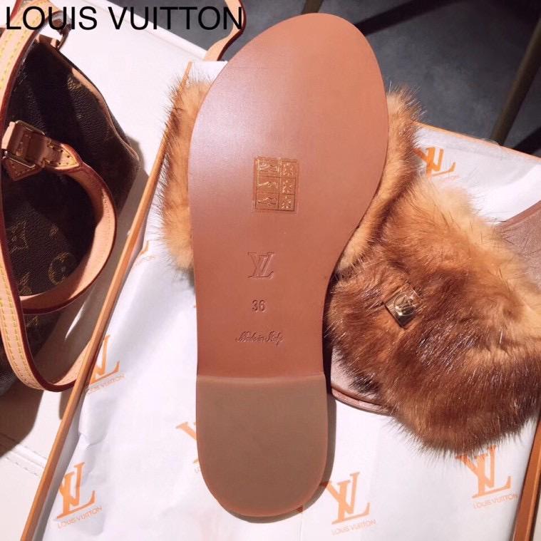 LU  Slippers Fur Brown