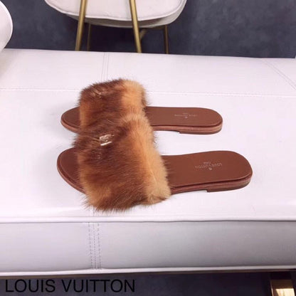 LU  Slippers Fur Brown