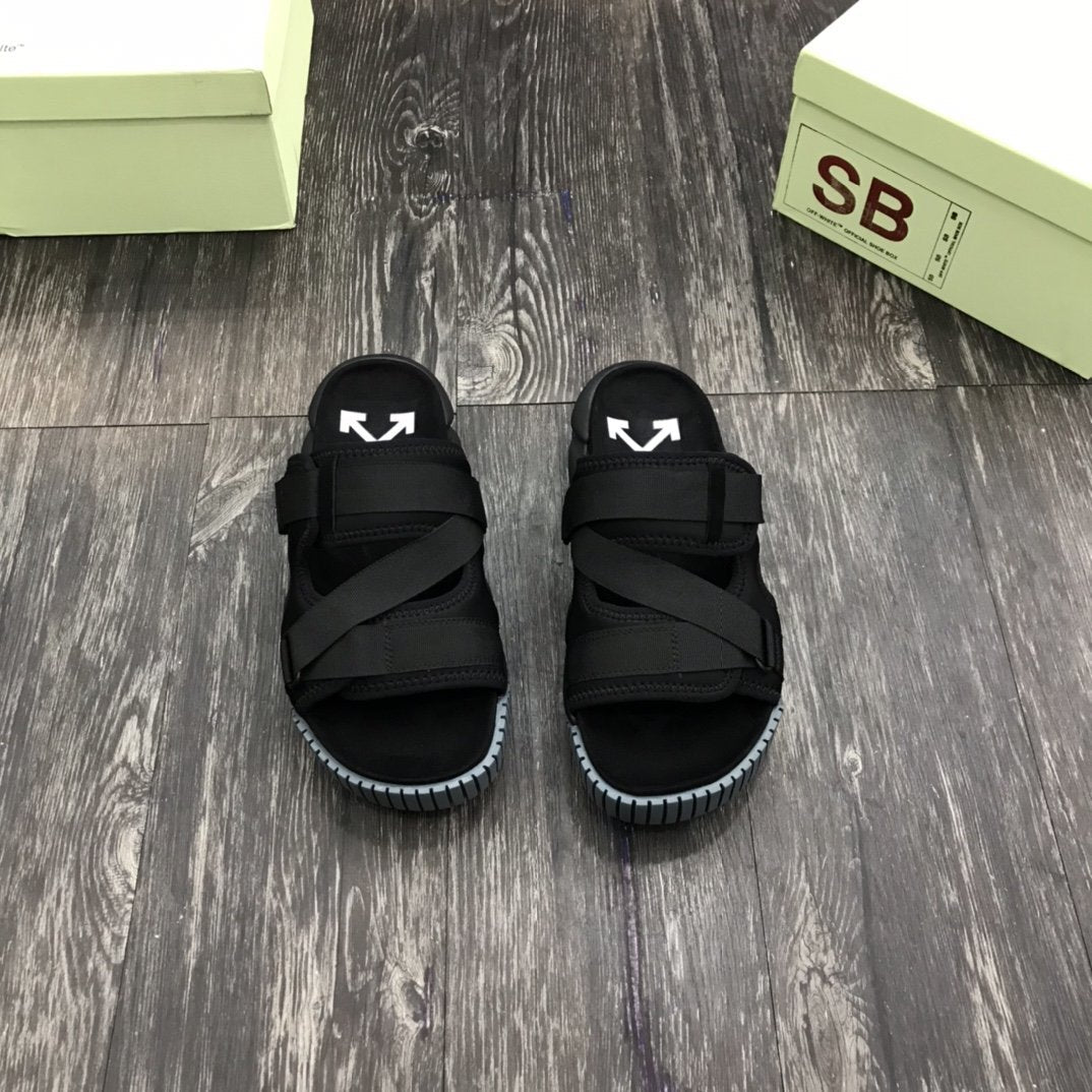 Off Wite Slippers Black